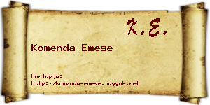 Komenda Emese névjegykártya